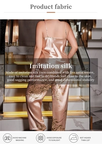 Detaillierte Stoffpflege und Waschanleitung für das Satin-Pyjama-Set in Champagner