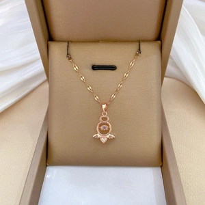 Angel Wings Heart Pendant Necklace Stainless Steel Chain Copper Dancing Stone Zirconia Elegant Jewelry For Women