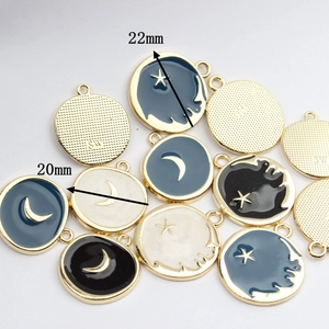 Star and moon enamel pendants in blue and black finish with 20mm and 22mm sizes