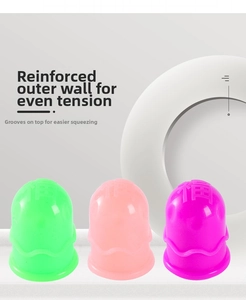 Detailed view of colorful silicone cupping therapy set with traditional Fu character