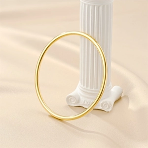 Minimalistischer Titanstahl Armreif Für Damen Herren Solide Glatte 18K Vergoldete Runde Armreif Armband Einfacher Polierter Schmuck