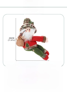 Detail view of 29x24cm Santa Claus curtain tieback in red and green festive plush