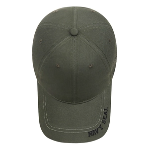 Military style camouflage baseball cap with NAVY SEAL embroidery in olive green canvas