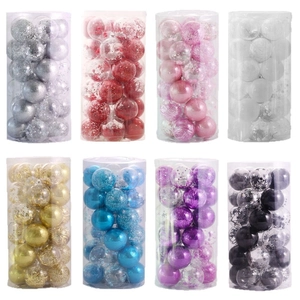 30pcs 6cm transparent Christmas ball ornaments set with sequins and ribbons in 8 colors