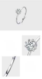 Macro detail of S925 sterling silver ring showing 5A zircon and manual setting