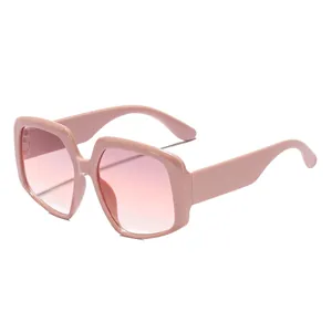 Chic pink oversized square sunglasses with gradient lenses and thick frame for women
