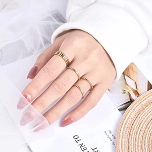 Minimalist 18K gold plated stackable titanium steel rings with zircon for women