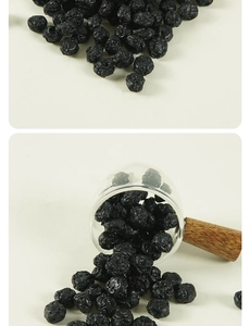 Dettaglio di mirtilli secchi in PVC realistici per miniature e scene di casa delle bambole
