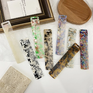 Chic acetate wide-tooth hair combs with marble patterns and anti-static design
