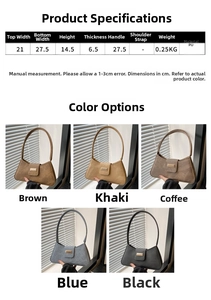 Size chart and dimensions for the French-style PU leather baguette shoulder bag