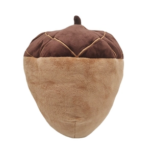 Cute brown acorn plush toy with realistic stitched texture on a clean white background