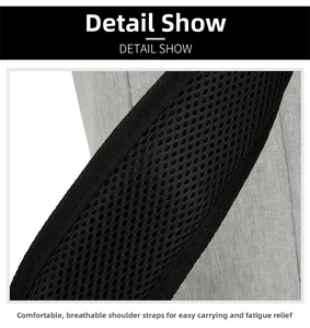 Close-up of thick breathable mesh shoulder straps on an insulated cooling backpack