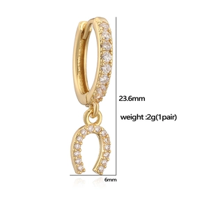 Elegant gold horseshoe hoop earrings with small cubic zirconia inlays for women