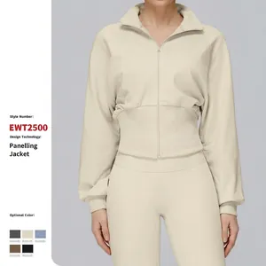 Damen Sportjacke Mit Reißverschluss Baumwollmischung Sweatshirt Stehkragen Winddicht Thermische Outdoor Laufjacke