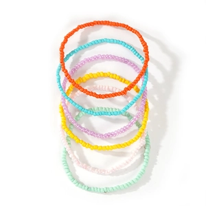 Lot de 6 bracelets de perles colorés faits main en résine pour un style quotidien empilé