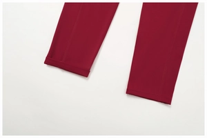 Detailed close-up of high-waist yoga leggings leg cuff with professional stitching