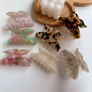 Butterfly Hair Claw Clip Acetate Leopard Print Marble Texture Strong Hold Fashion Korean Style Headwear For Women