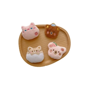 Set of four cute plush bear and cat brooches for JK uniforms and bag accessories