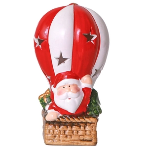 Light-up Christmas Santa Claus hot air balloon decor with glowing star cutouts