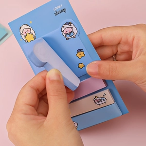 Blue cartoon sheep index sticky notes in multi-layer fold-out set for school and office