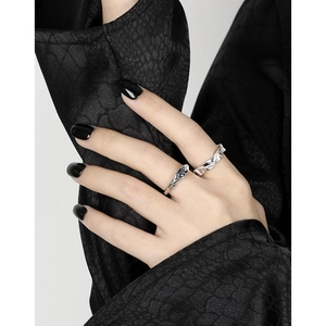 Minimalist S925 sterling silver geometric open rings set with zircon stones for women