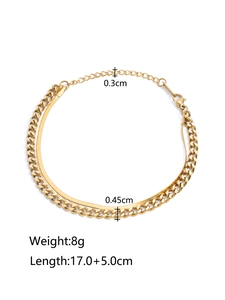 Detail of 18K gold-plated double-layer Cuban and snake chain with size measurements