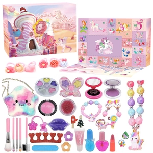 Christmas 24-day countdown advent calendar box with kids jewelry and makeup toys