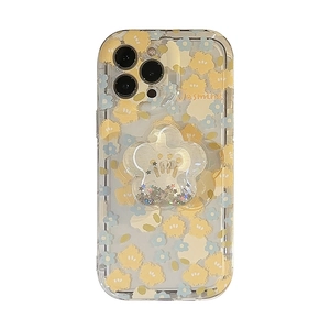 Floral iPhone case with liquid glitter flower stand and Jasmine pattern print