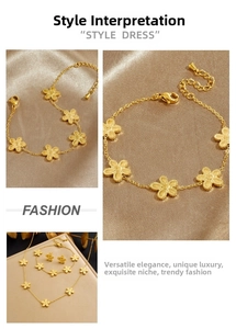 Detail of gold flower jewelry set with milgrain edges including necklace and earrings