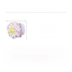 Detail of pink lotus fabric hair claw clip showing 8x4cm dimensions and cloth texture