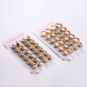 Huggie Hoop Earrings 316L Stainless Steel 18K Gold Plated Rhinestone Inlaid Geometric Oval Shape Women Fashion Jewelry