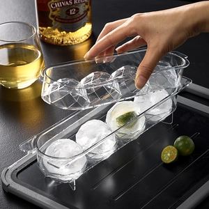 Transparent PET Plastic Ice Ball Mold Spherical Diamond Surface Tray For Whiskey Cocktail Drinks Reusable DIY Kitchen Gadgets