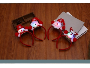 Vierer-Set LED-Weihnachtsstirnbänder mit Weihnachtsmann, Rentier, Bär und Schneemann