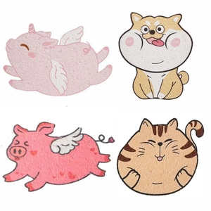 Absorbent wood pulp cotton kitchen sponges with cute cartoon animal patterns for cleaning