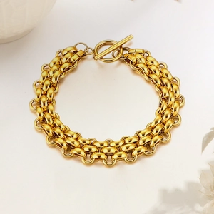 Vintage Titanium Steel Watch Chain Bracelet For Women Gold Silver Plated Toggle Clasp Minimalist High End Fashion Jewelry Gift