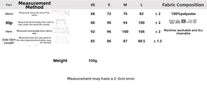 Detaillierte Größentabelle und Pflegehinweise für den braunen Bodycon-Maxirock