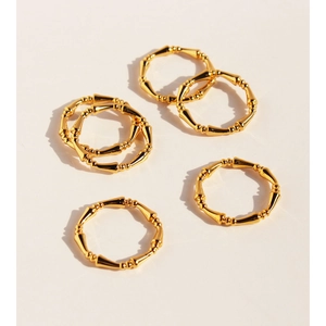 Vintage Minimalist Bamboo Joint Rings Brass Gold Plated Stackable Band Rings For Women Fashion Jewelry Accessories