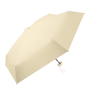 Mini cream foldable umbrella with U-shaped handle and lightweight sunscreen fabric