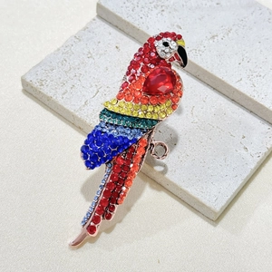 Exquisite parrot brooch with colorful rhinestones on rose gold base animal accessory