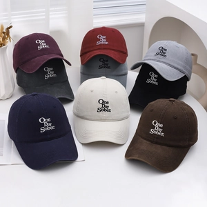 Cotton Baseball Cap Embroidered One Day Sober Lettering Adjustable Curved Brim Sun Hat Retro American Style Unisex