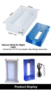 Detailed size specifications for trapezoid night light silicone mold and USB LED base