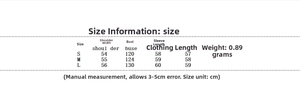 Detailed size chart for women faux fur jacket including bust and shoulder measurements