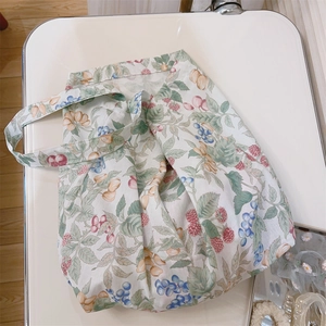 Bolso tote de algodón de gran capacidad con un estampado floral y frutas vintage