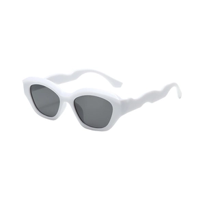 Modern white wavy frame polarized sunglasses with dark grey lenses for a trendy fashion look