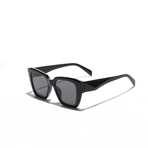 Classic black oversized square sunglasses with dark grey lenses in a 45-degree angle view