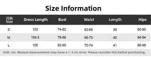 Size guide with detailed measurements for the asymmetric pleated bodycon maxi dress