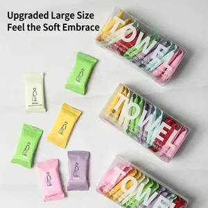 Disposable compressed travel towels in 14-piece portable box, thick and skin-friendly cotton