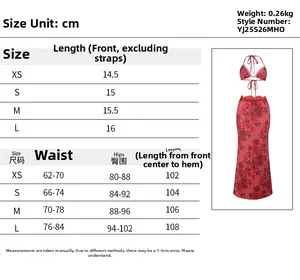 Tableau des tailles détaillé pour ensemble bikini avec jupe incluant taille et hanches