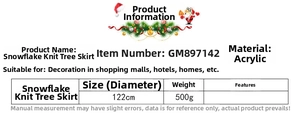 Detailed specs of 48-inch knitted Christmas tree skirt with snowflake and deer patterns