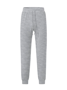 Pantaloni jogger in maglia a nido d'ape grigio chiaro con vita elastica e coulisse da uomo
